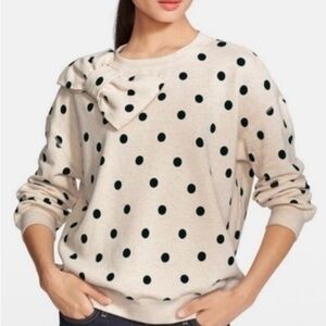 NWOT Kate Spade Polka Dot Crewneck Sweatshirt Bow Size XS